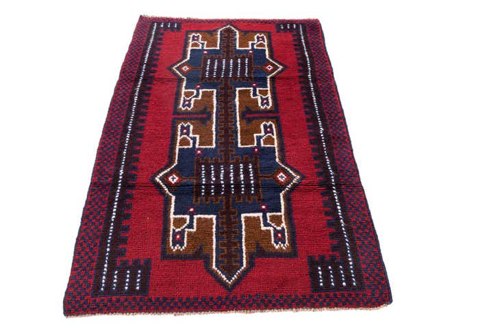2' 9 x 4' 7 Hand Knotted Balouch Persian Wool Rug