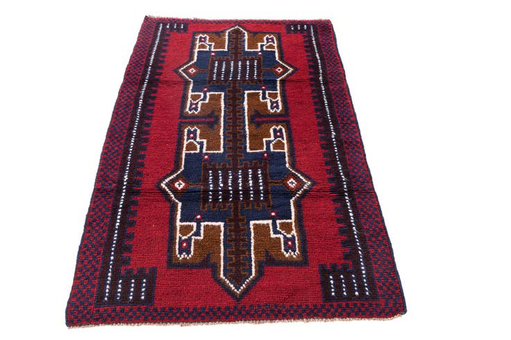 Detail image of 2' 9 x 4' 7 Hand Knotted Balouch Persian Wool Rug