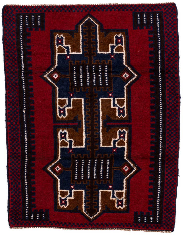 Detail image of 2' 9 x 4' 7 Hand Knotted Balouch Persian Wool Rug