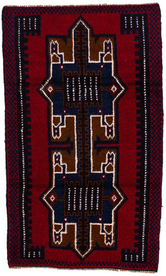 Detail image of 2' 9 x 4' 7 Hand Knotted Balouch Persian Wool Rug