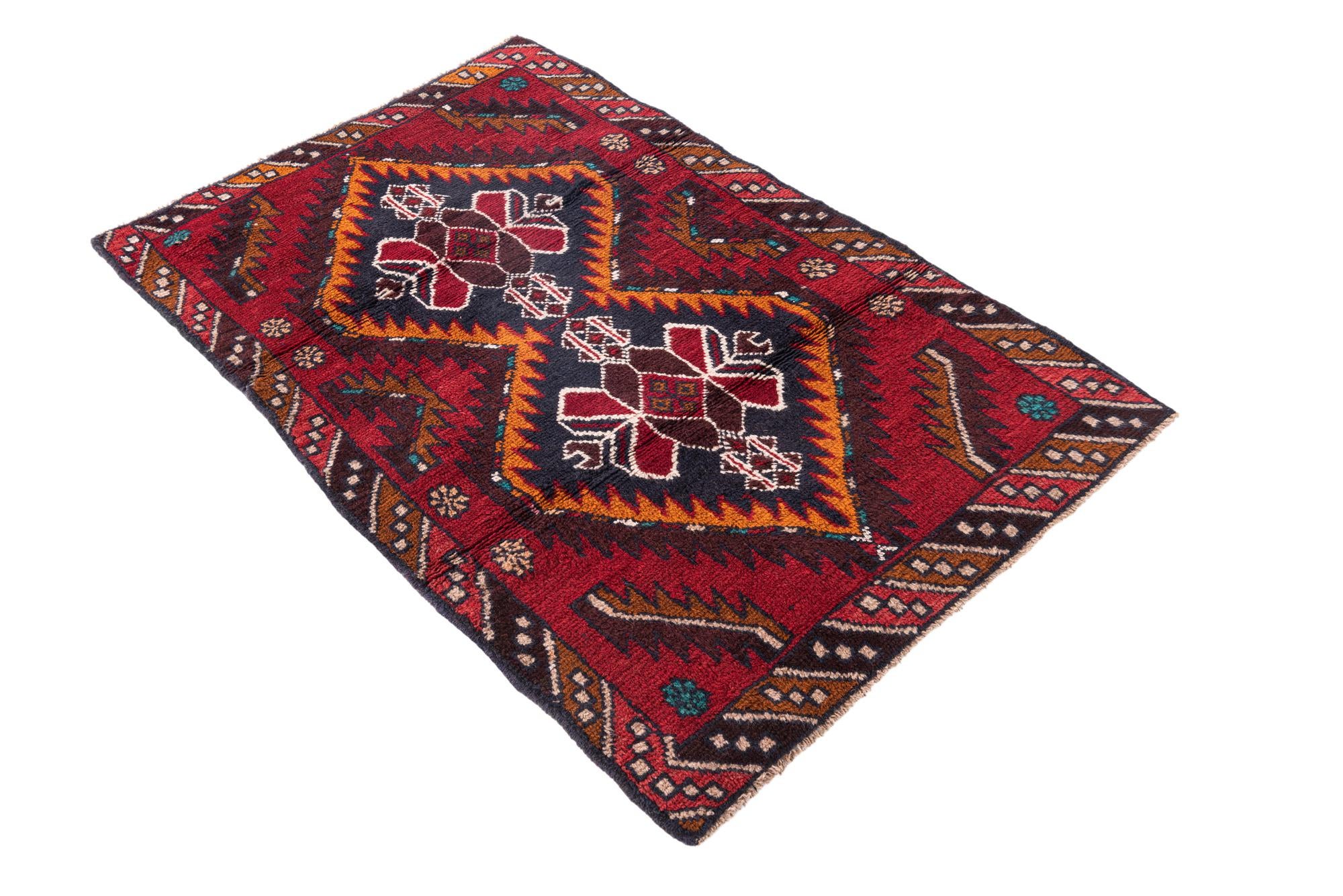 3' x 4' 7 Hand Knotted Balouch Persian Wool Rug