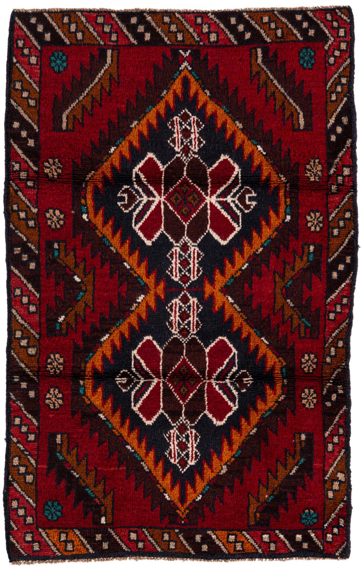 3' x 4' 7 Hand Knotted Balouch Persian Wool Rug