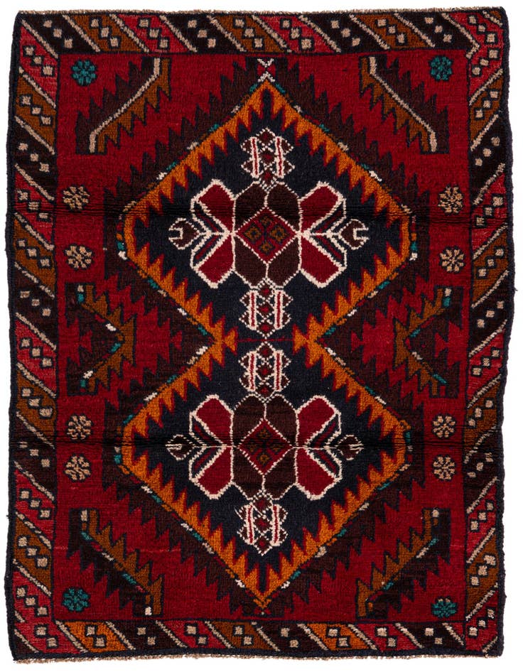 Detail image of 3' x 4' 7 Hand Knotted Balouch Persian Wool Rug