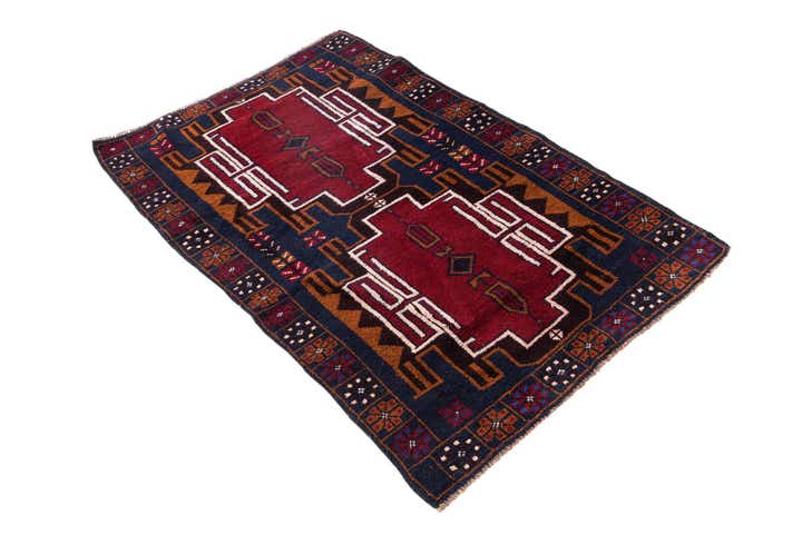 2' 11 x 4' 6 Hand Knotted Balouch Persian Wool Rug