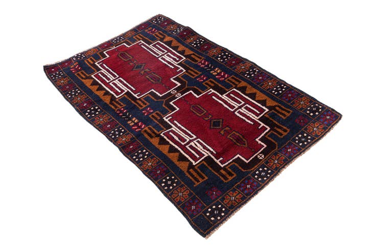 Detail image of 2' 11 x 4' 6 Hand Knotted Balouch Persian Wool Rug