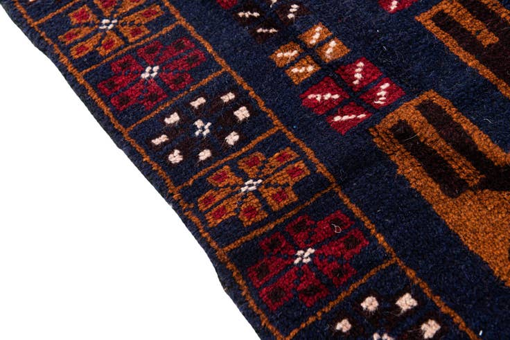 Detail image of 2' 11 x 4' 6 Hand Knotted Balouch Persian Wool Rug