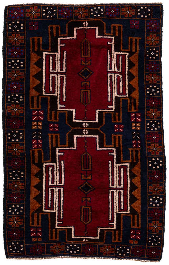 2' 11 x 4' 6 Hand Knotted Balouch Persian Wool Rug