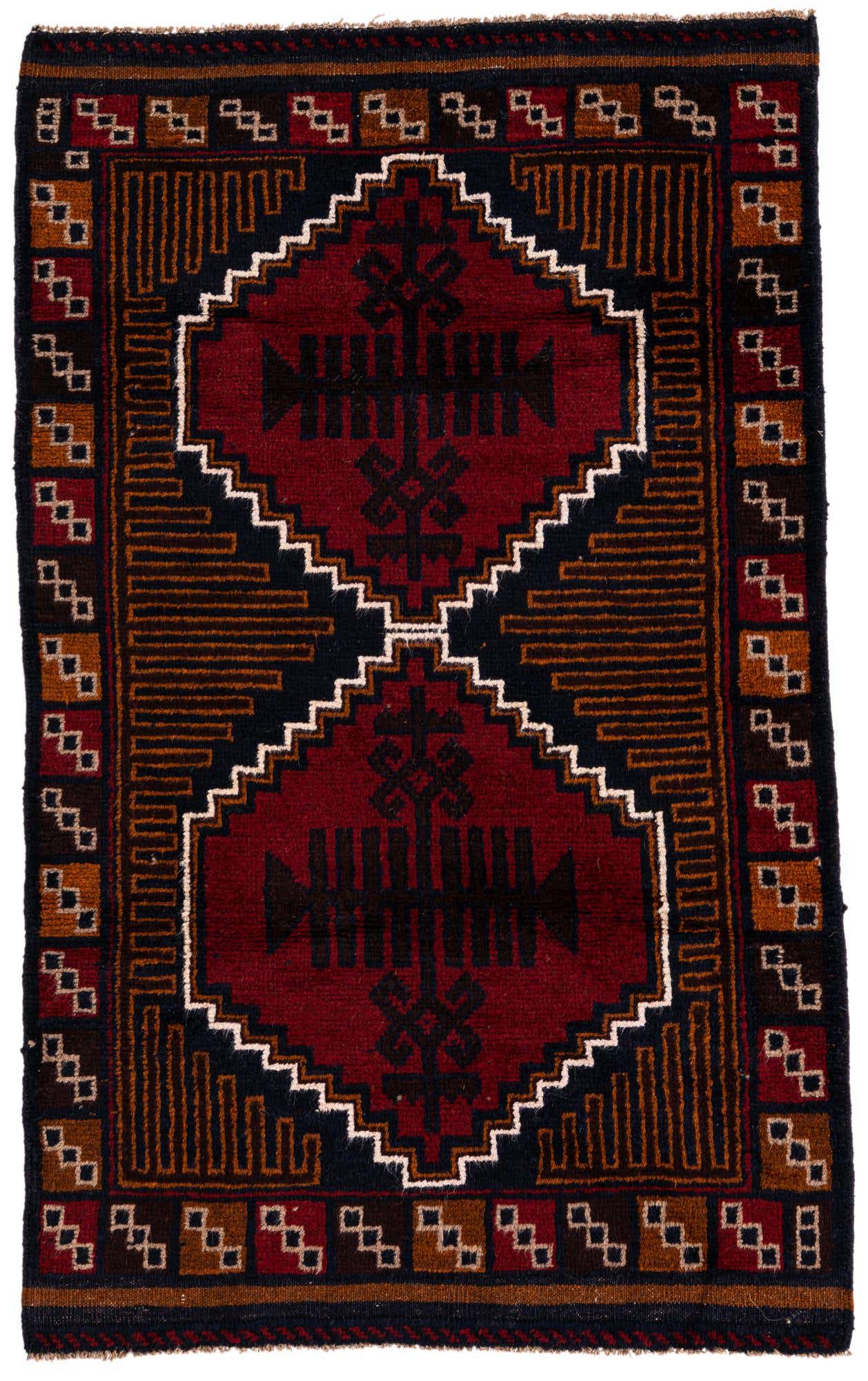 2' 9 x 4' 7 Hand Knotted Balouch Persian Wool Rug