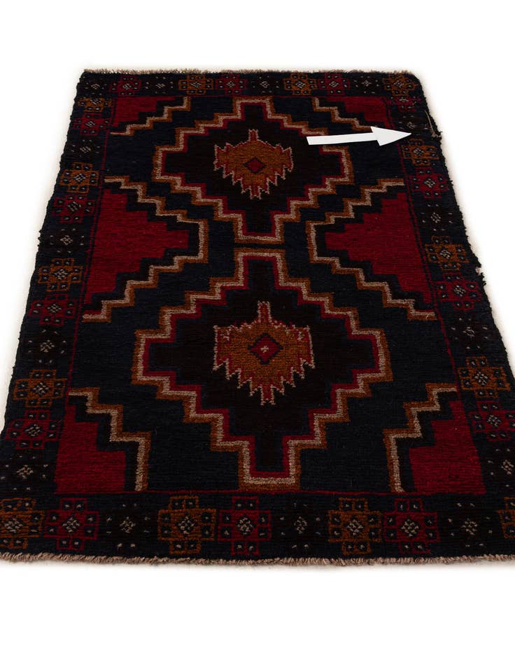 Detail image of 2' 10 x 4' 9 Hand Knotted Balouch Persian Wool Rug