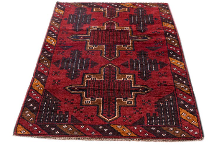 Detail image of 2' 9 x 4' 10 Hand Knotted Balouch Persian Wool Rug
