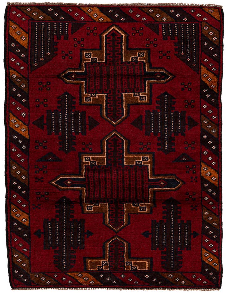 Detail image of 2' 9 x 4' 10 Hand Knotted Balouch Persian Wool Rug