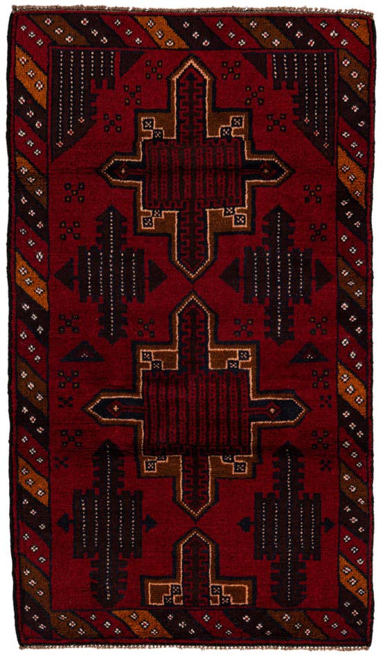 Detail image of 2' 9 x 4' 10 Hand Knotted Balouch Persian Wool Rug