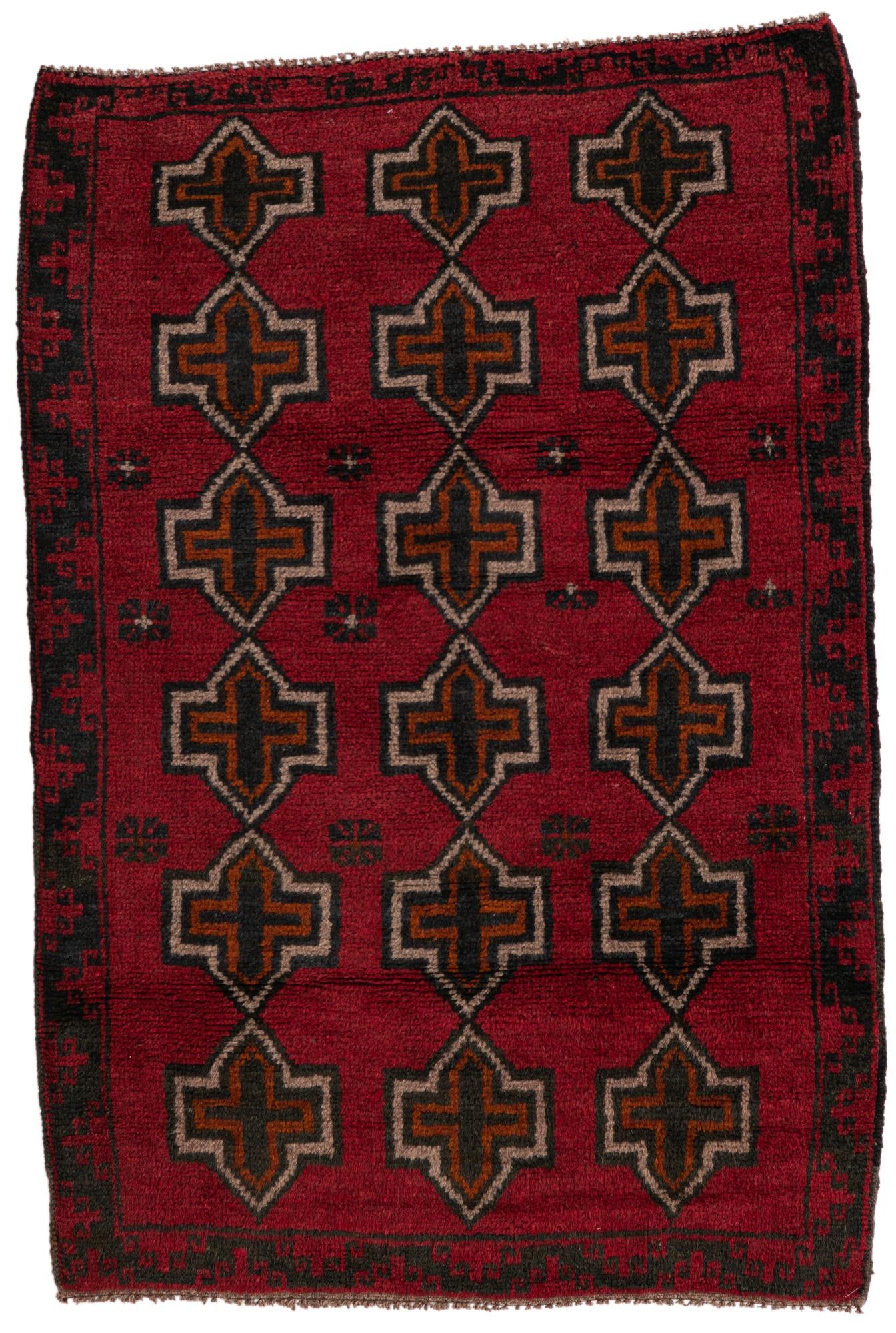 3' x 4' 4 Hand Knotted Balouch Persian Wool Rug