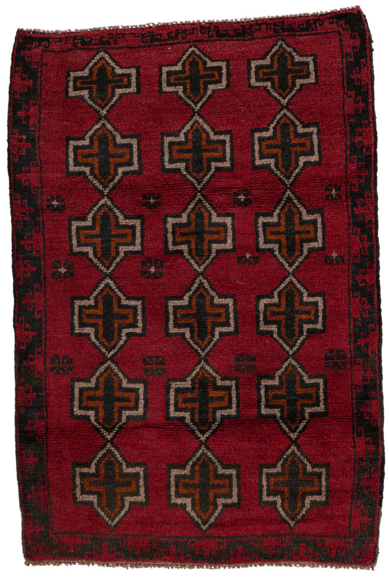 3' x 4' 4 Hand Knotted Balouch Persian Wool Rug