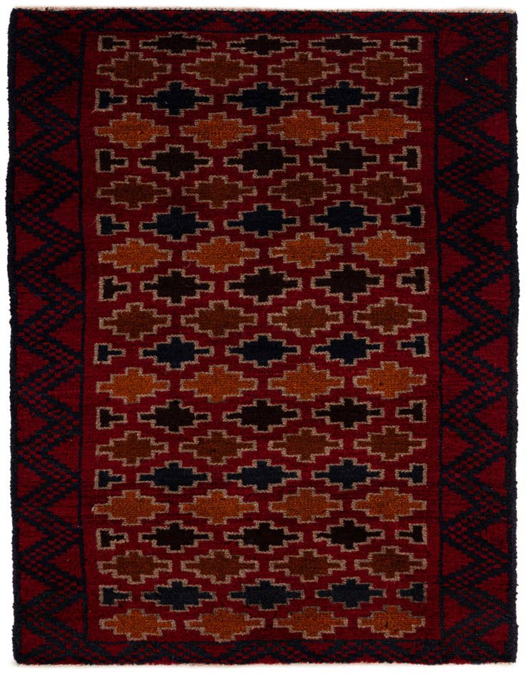 Detail image of 2' 10 x 4' 7 Hand Knotted Balouch Persian Wool Rug
