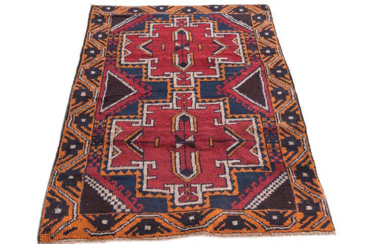 3' x 4' 9 Hand Knotted Balouch Persian Wool Rug