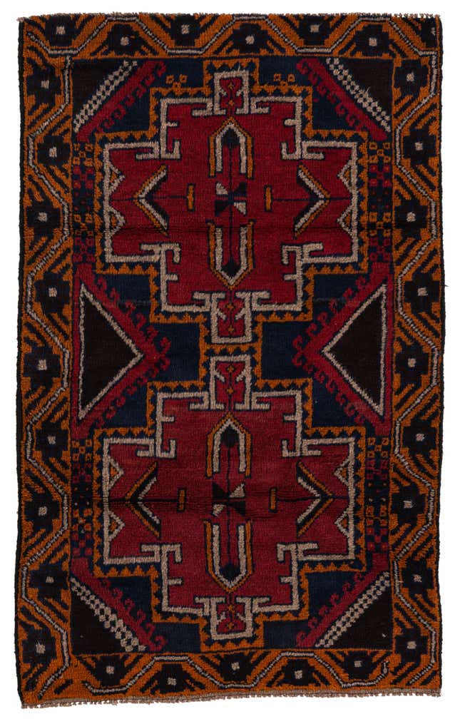 3' x 4' 9 Hand Knotted Balouch Persian Wool Rug