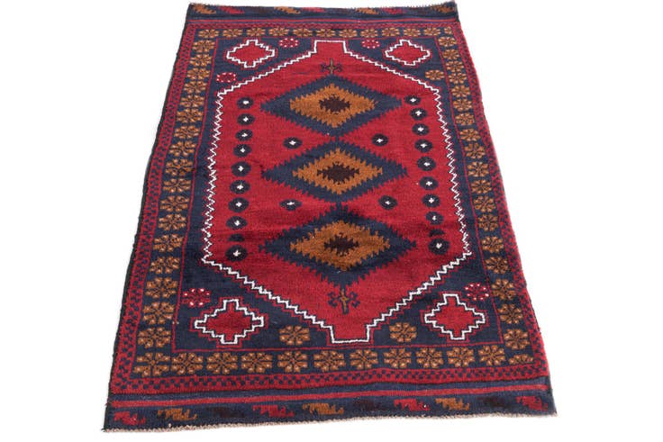 Detail image of 2' 10 x 4' 9 Hand Knotted Balouch Persian Wool Rug