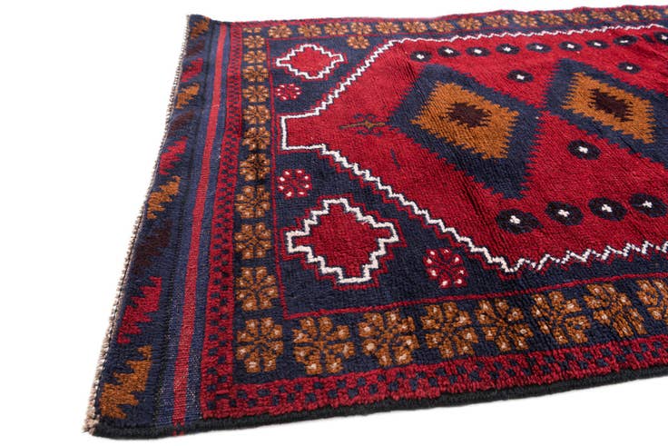 Detail image of 2' 10 x 4' 9 Hand Knotted Balouch Persian Wool Rug