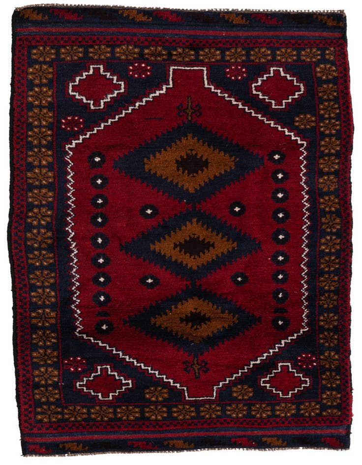 Detail image of 2' 10 x 4' 9 Hand Knotted Balouch Persian Wool Rug