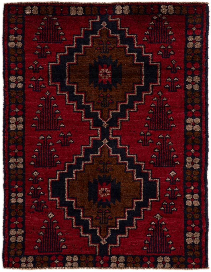 Detail image of 2' 10 x 4' 7 Hand Knotted Balouch Persian Wool Rug