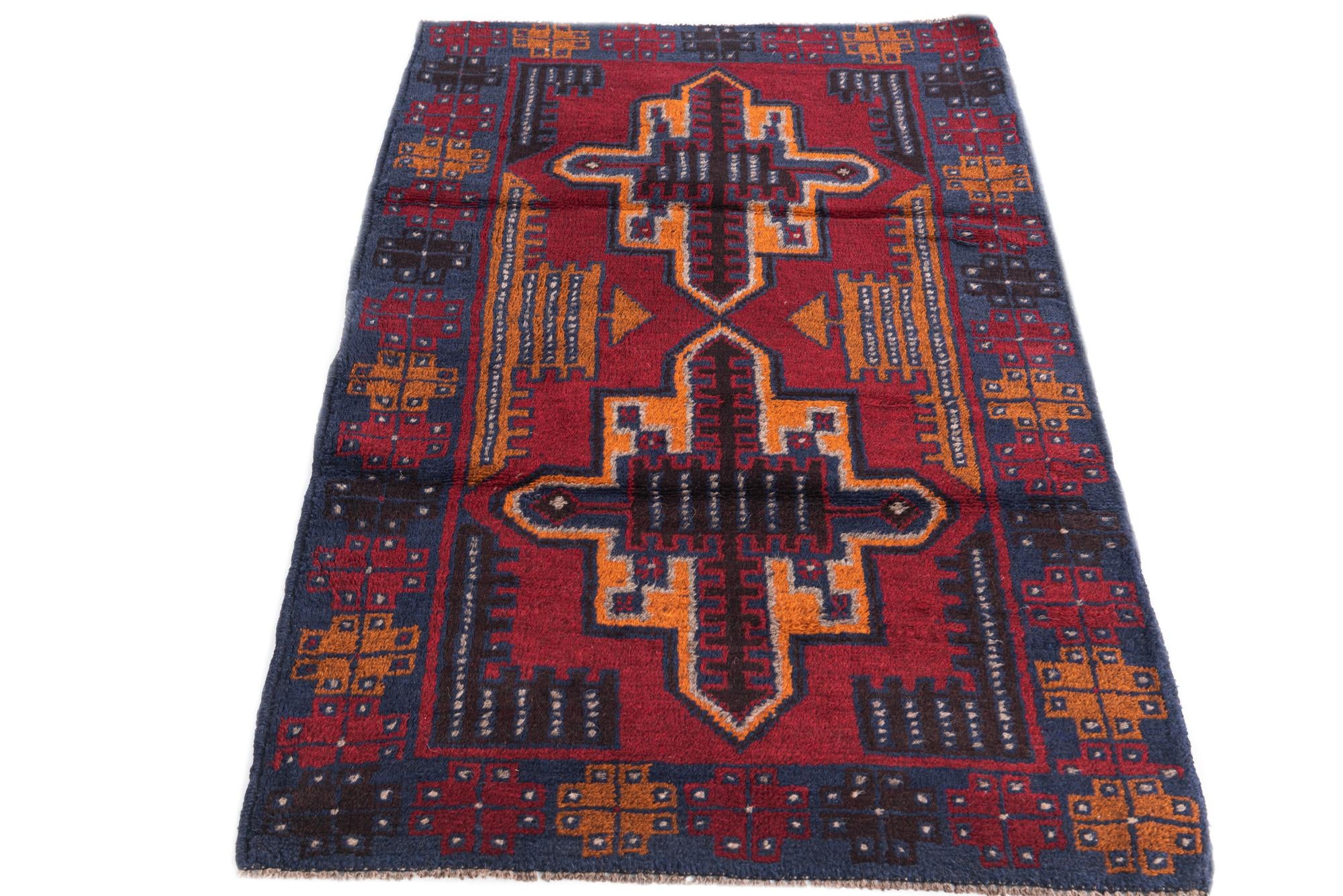 3' x 4' 6 Hand Knotted Balouch Persian Wool Rug