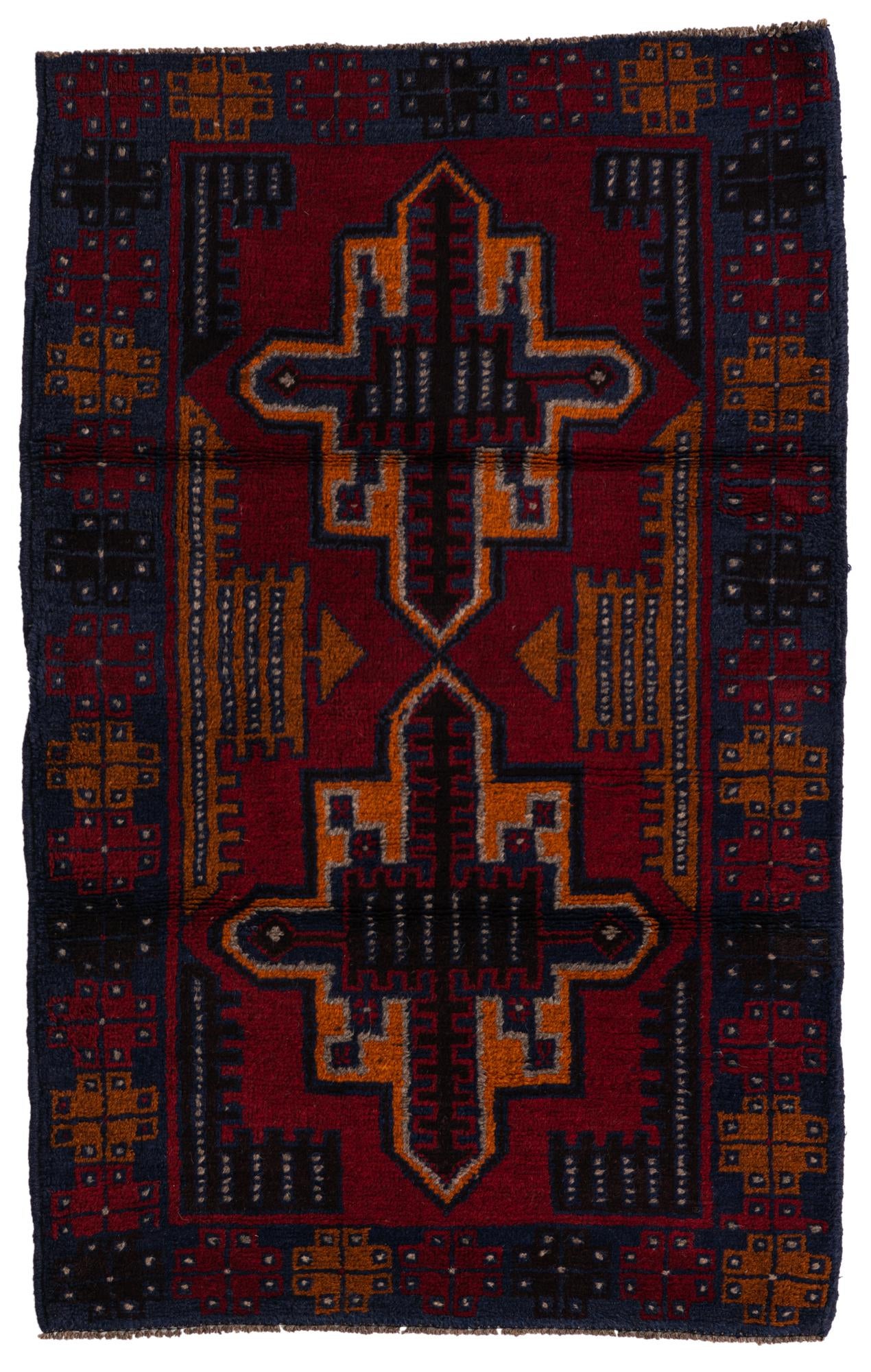 3' x 4' 6 Hand Knotted Balouch Persian Wool Rug