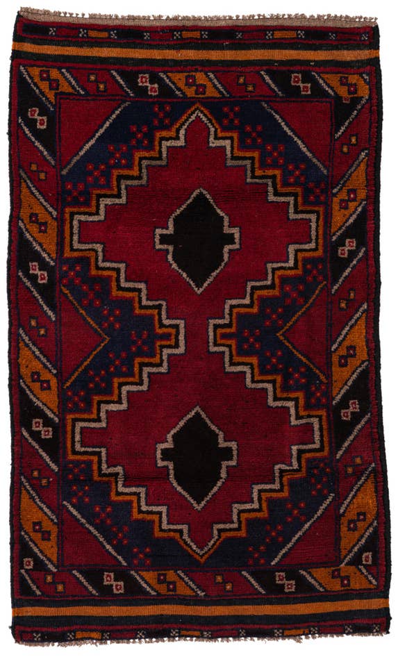 Detail image of 2' 10 x 4' 8 Hand Knotted Balouch Persian Wool Rug