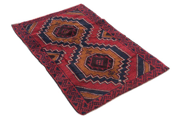 Detail image of 2' 10 x 4' 6 Hand Knotted Balouch Persian Wool Rug