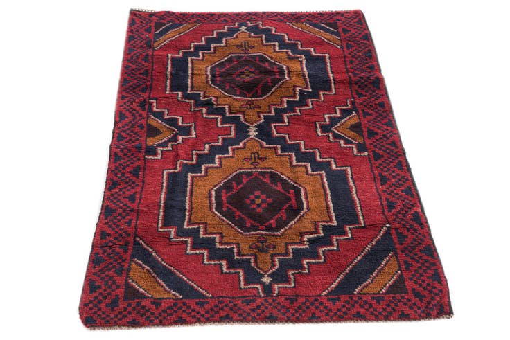 Detail image of 2' 10 x 4' 6 Hand Knotted Balouch Persian Wool Rug