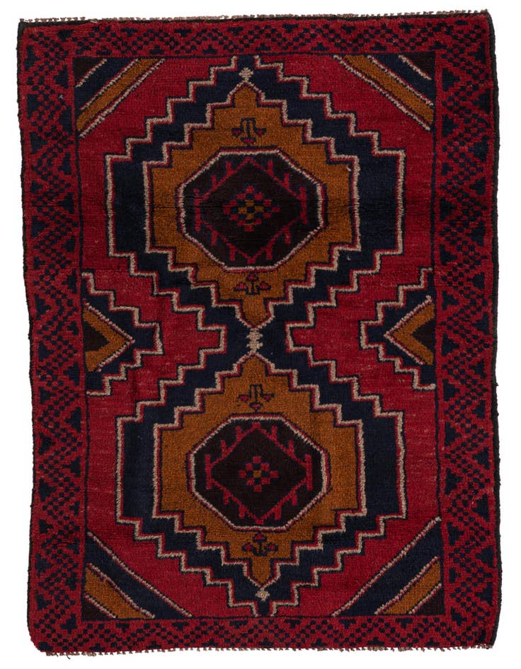 Detail image of 2' 10 x 4' 6 Hand Knotted Balouch Persian Wool Rug