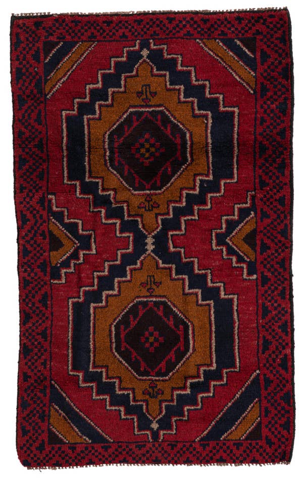 Detail image of 2' 10 x 4' 6 Hand Knotted Balouch Persian Wool Rug