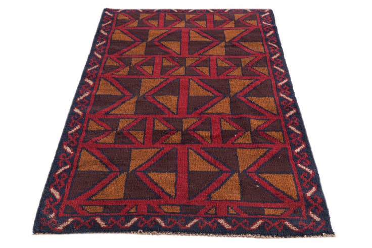 Detail image of 2' 10 x 4' 5 Hand Knotted Balouch Persian Wool Rug