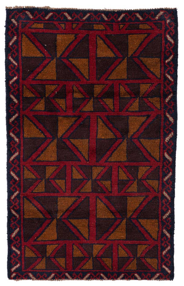 Detail image of 2' 10 x 4' 5 Hand Knotted Balouch Persian Wool Rug