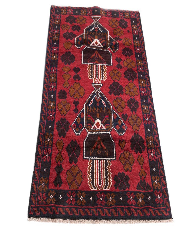 Detail image of 2' 10 x 4' 7 Hand Knotted Balouch Persian Wool Rug