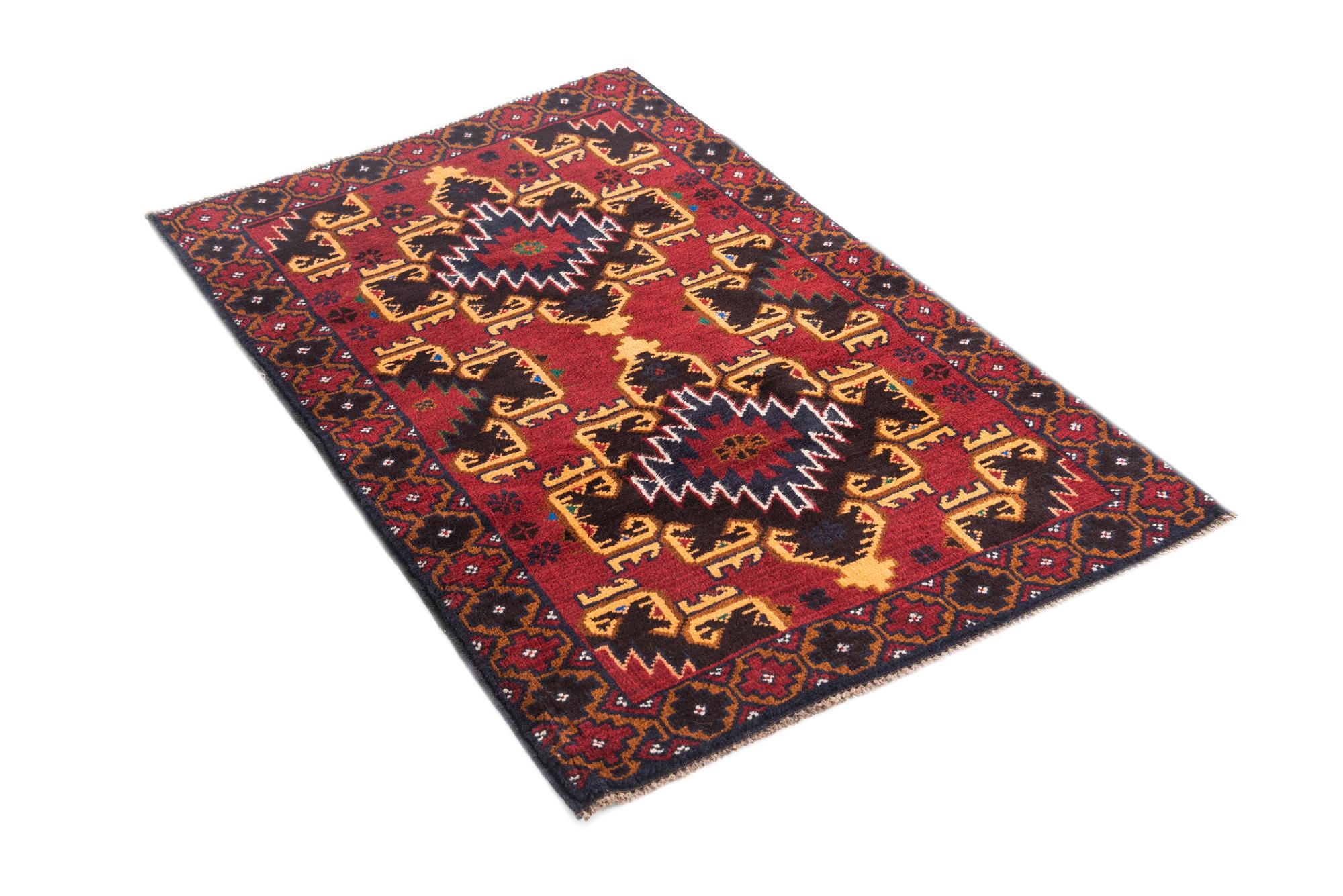 3' x 4' 5 Hand Knotted Balouch Persian Wool Rug