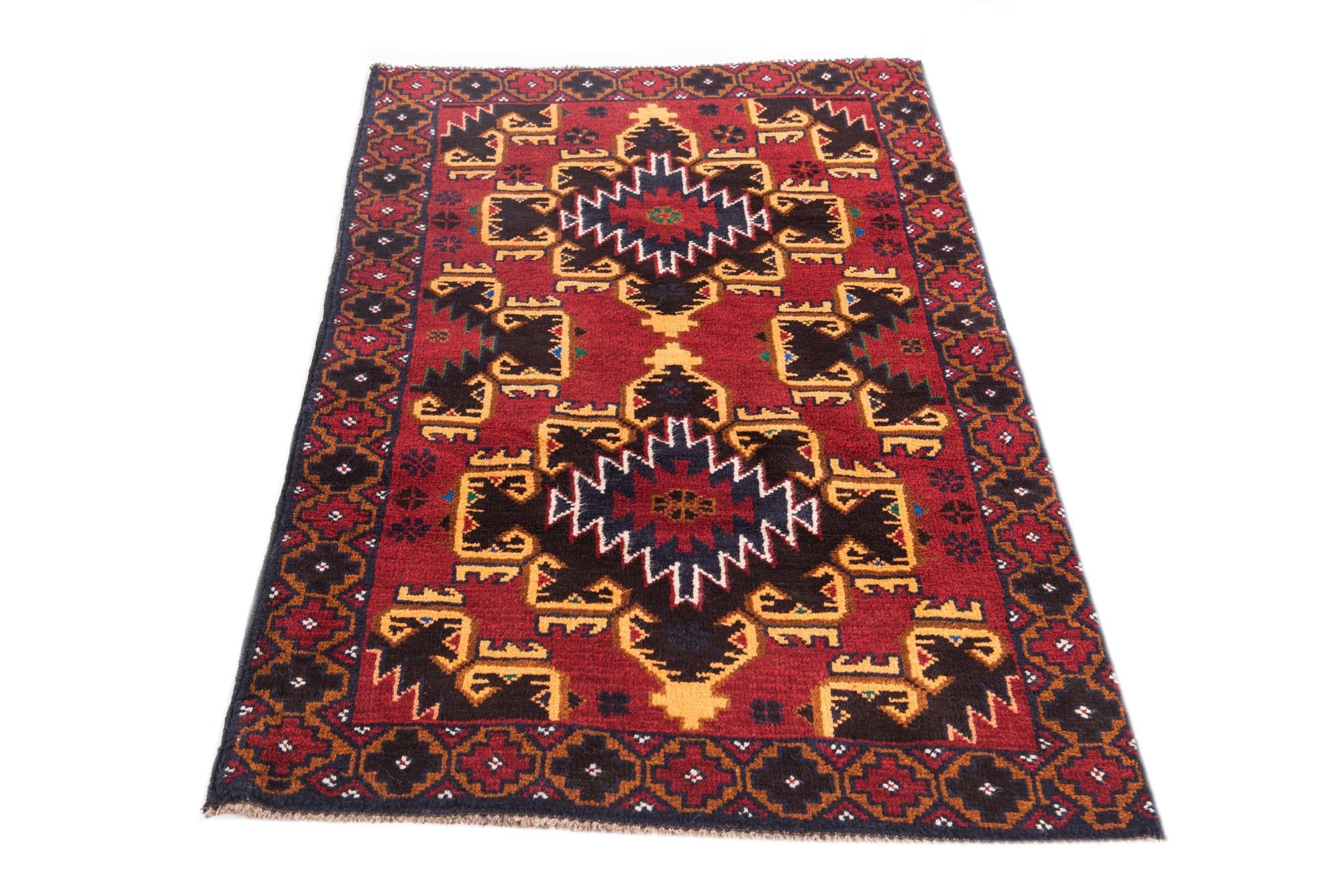 3' x 4' 5 Hand Knotted Balouch Persian Wool Rug