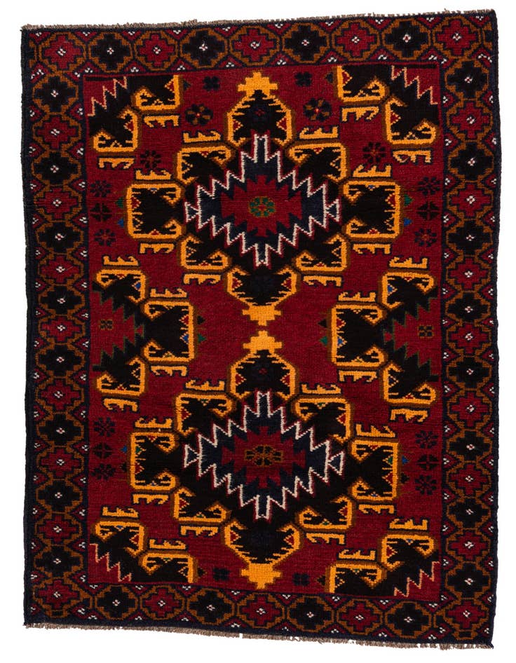 Detail image of 3' x 4' 5 Hand Knotted Balouch Persian Wool Rug