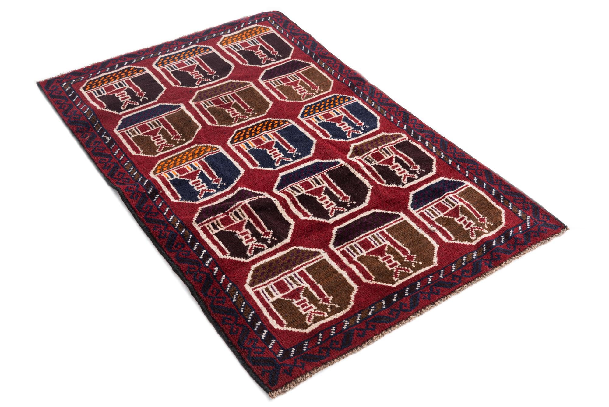 2' 10 x 4' 5 Hand Knotted Balouch Persian Wool Rug