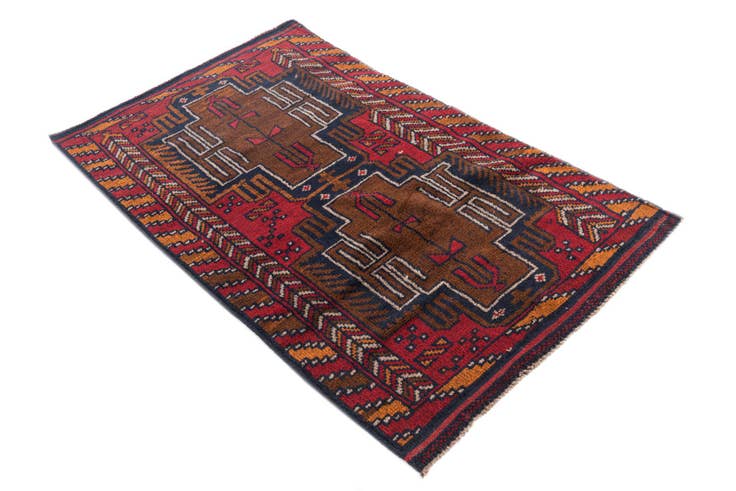 Detail image of 2' 10 x 4' 8 Hand Knotted Balouch Persian Wool Rug