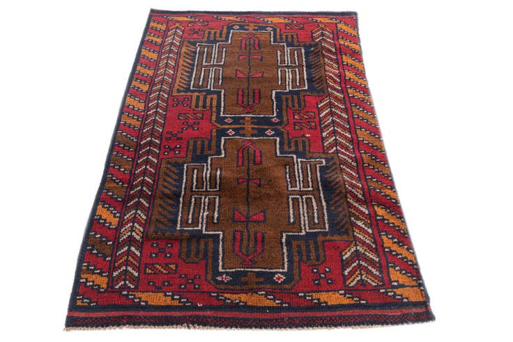 Detail image of 2' 10 x 4' 8 Hand Knotted Balouch Persian Wool Rug