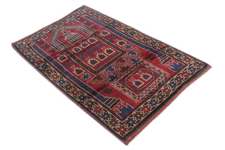 90cm x 140cm anudado a mano Balouch Alfombra Persa Lana