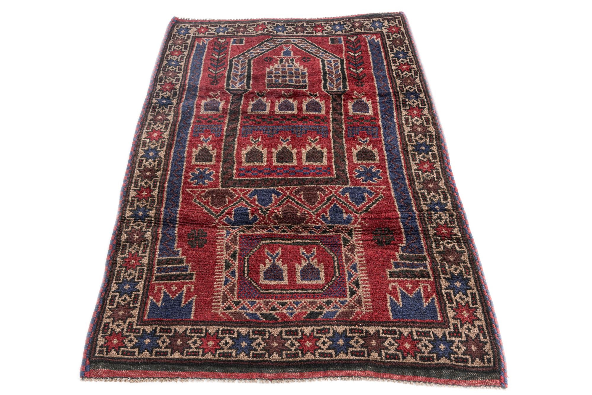 90cm x 140cm anudado a mano Balouch Alfombra Persa Lana