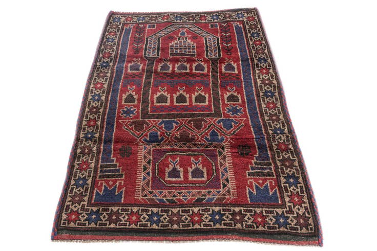 Detail image of 90cm x 140cm anudado a mano Balouch Alfombra Persa Lana
