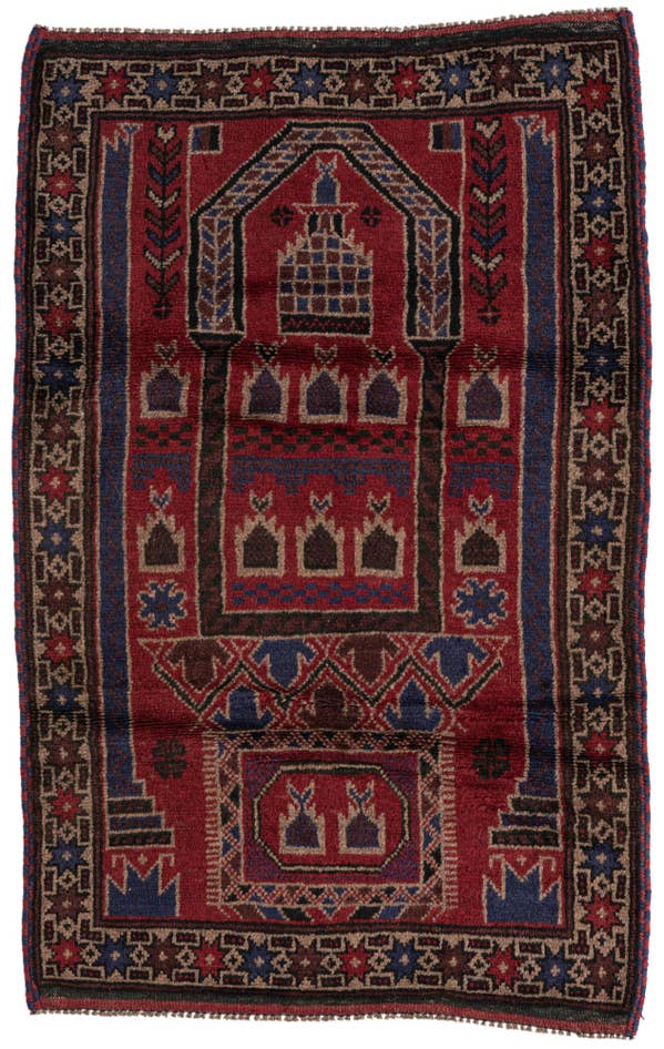 Detail image of 90cm x 140cm anudado a mano Balouch Alfombra Persa Lana