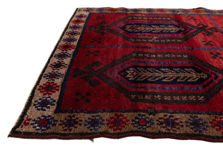 Detail image of 3' x 4' 8 Hand Knotted Balouch Persian Wool Rug