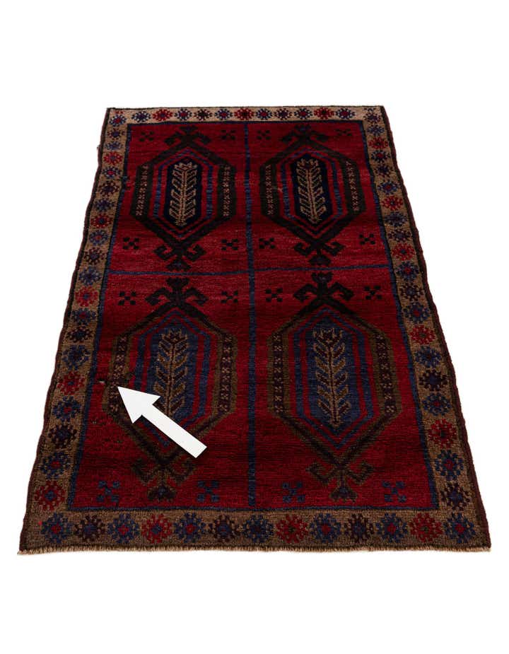 3' x 4' 8 Hand Knotted Balouch Persian Wool Rug