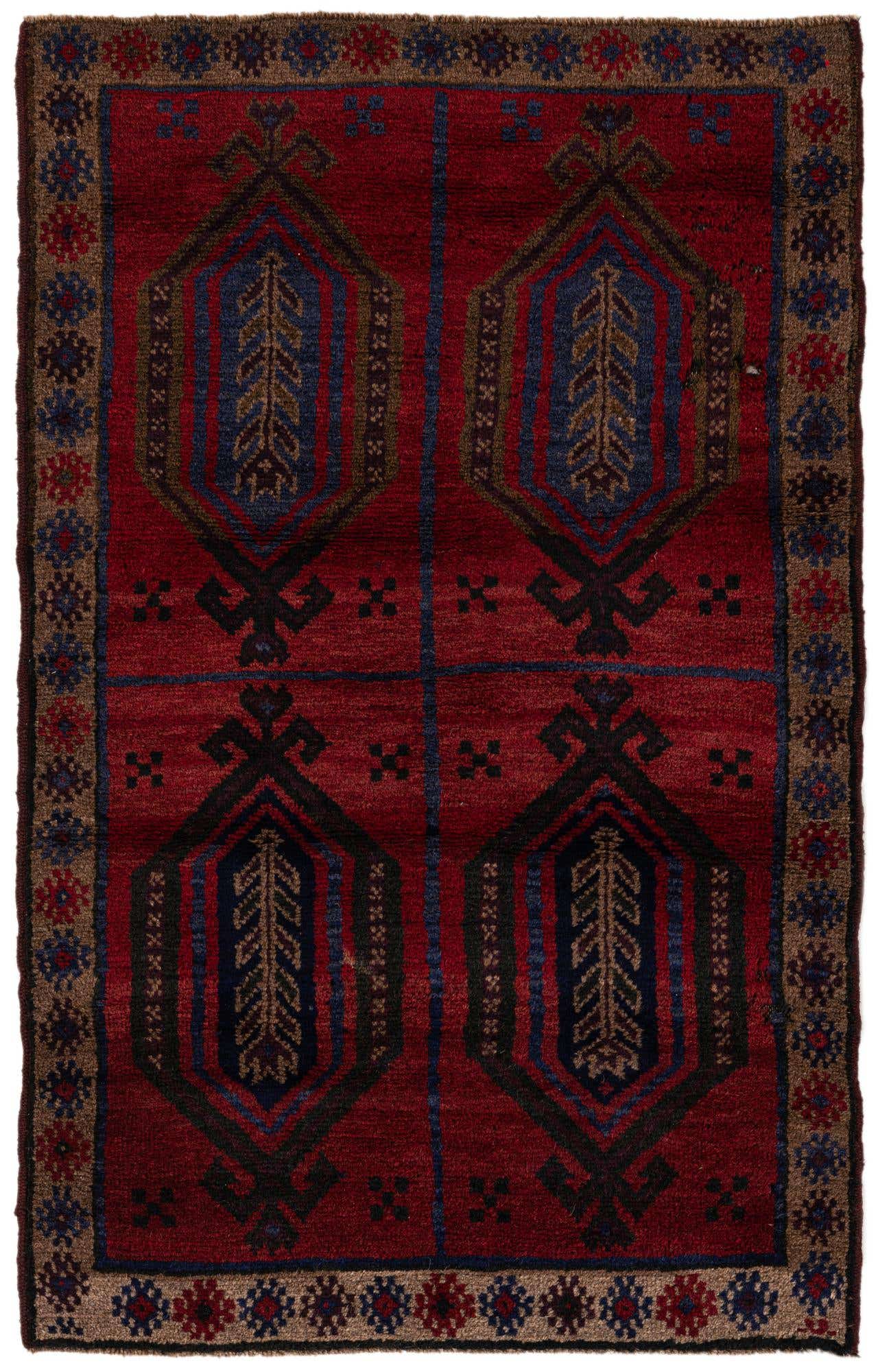 3' x 4' 8 Hand Knotted Balouch Persian Wool Rug