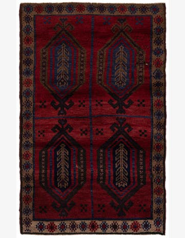 3' x 4' 8 Hand Knotted Balouch Persian Wool Rug