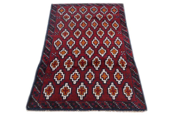 2' 9 x 4' 8 Hand Knotted Balouch Persian Wool Rug